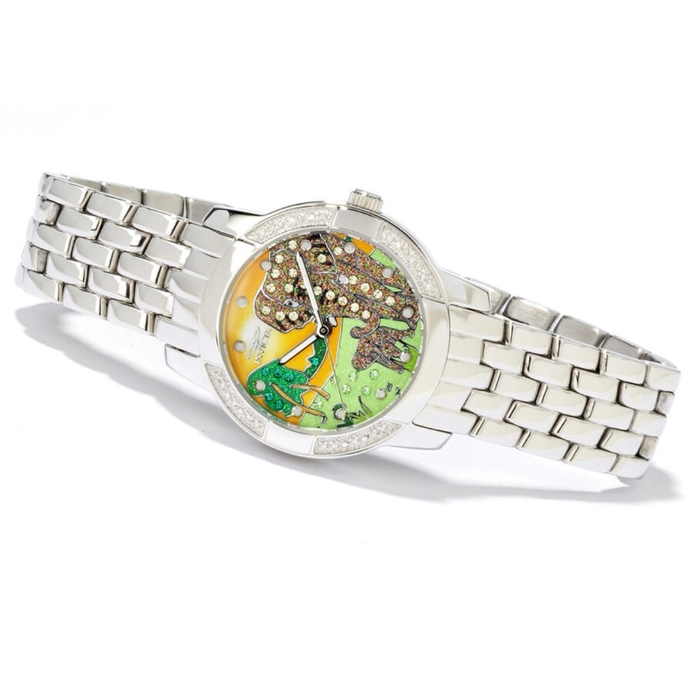 Invicta Classique Safari Elephant Silver-Tone Swiss Watch with Crystal Accents